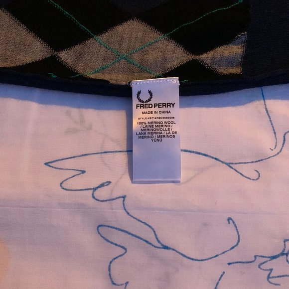 Fred Perry classic 100% merino wool argyle sweater - Picture 6 of 8